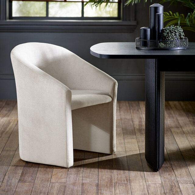 48cm H Polyester Upholstered Full Back Accent in Cream