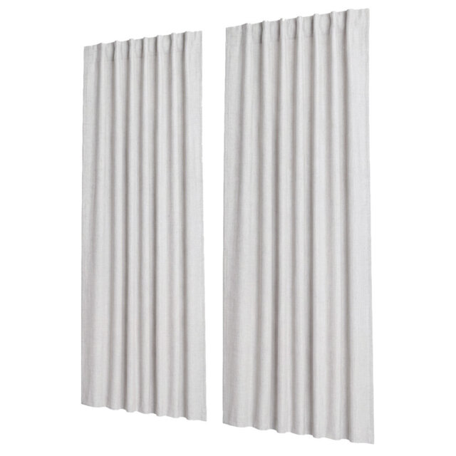 100% Blackout Curtains Thermal Linen Look Ready Made 46x54 in Natural White