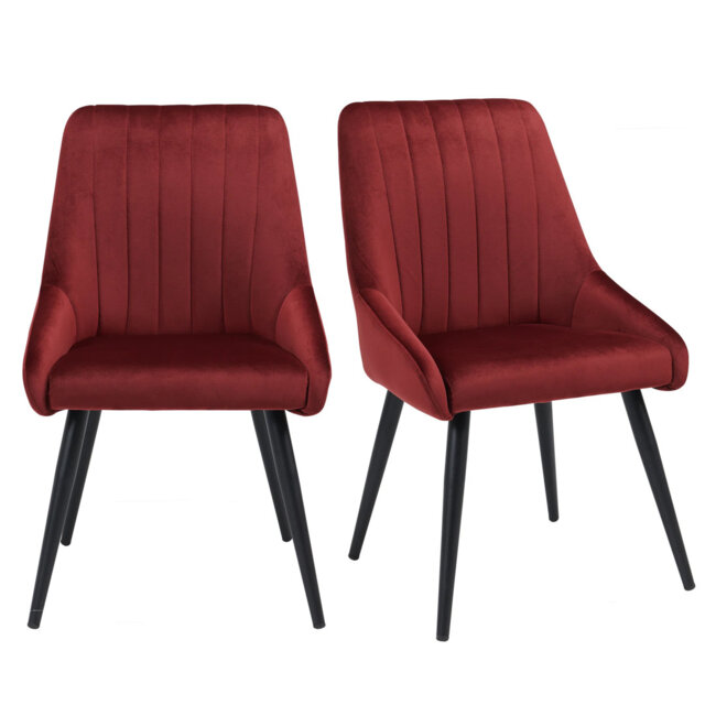 Velvet Upholstered Dining Chair With Vertical Channel Back And Metal Legs