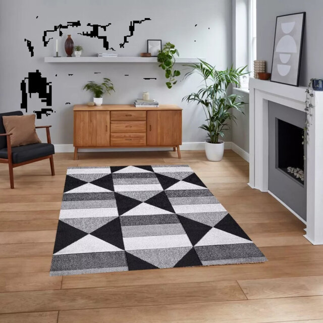 Modern Area Rug Geometric Style BLOCK Rugs For Living Room Bedroom Rug Soft Non Shedding Area Rug