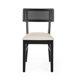 Elnathan Natural Fabric Rattan Back Dining Chairs