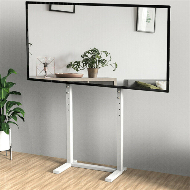 White Universal Floor TV Stand Mount Height Adjustable TV Bracket For 32-65 Inch Led Oled Lcd Plasma Flat Curved Screens