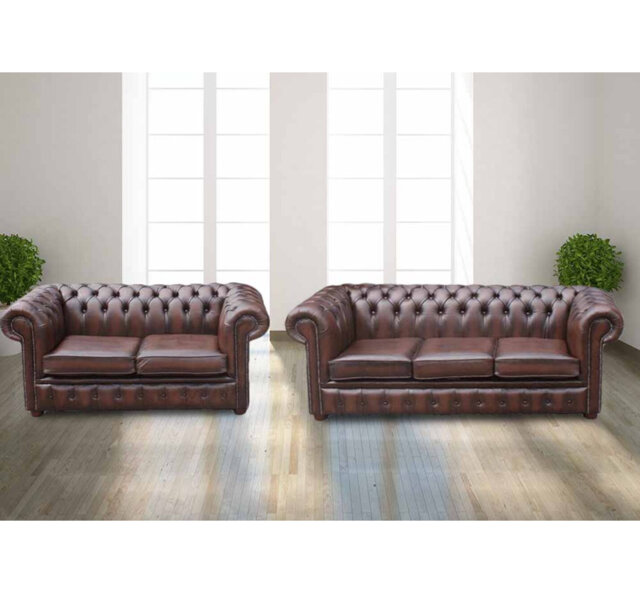 Chesterfield 3 + 2 Seater Antique Sofa Suite Offer