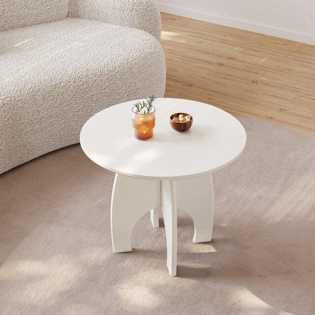 Round - Modern 60cm Coffee Table -Minimalist End Table/Center Table for Living Room, Bedroom, Office - Compact Stylish Furniture for Small Spaces Side