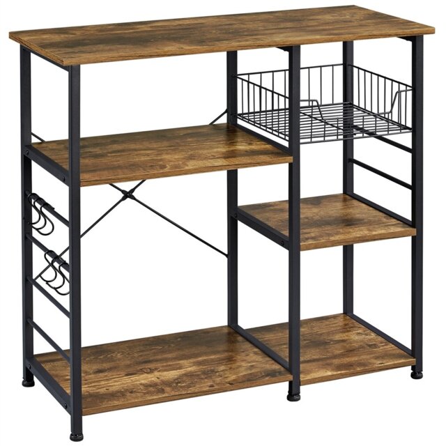 Kitchen Storage Rack Metal Frame Wood Look