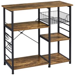 Kitchen Storage Rack Metal Frame Wood Look
