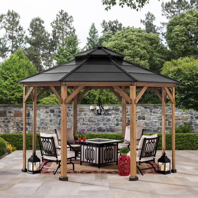 Cedar Wooden Gazebo EGGI - 3.96m x 3.96m, Anthracite