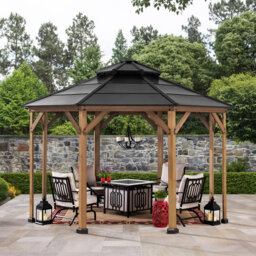 Cedar Wooden Gazebo EGGI - 3.96m x 3.96m, Anthracite