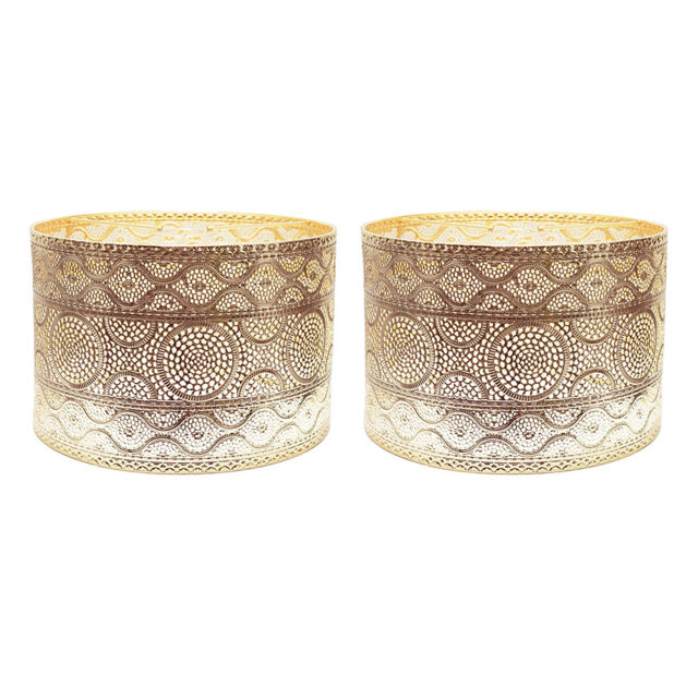 20cm H Metal Drum Lamp Shade ( Slip-On ) Gold