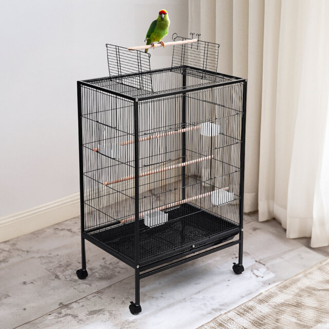 94cm Iron Flat Top Floor Bird Cage with Wheels