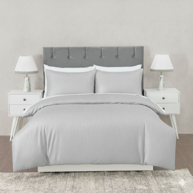 MHG Living Striped Duvet Cover Set T200 Cotton-Rich Polycotton Bedding - Includes Matching Pillowcases