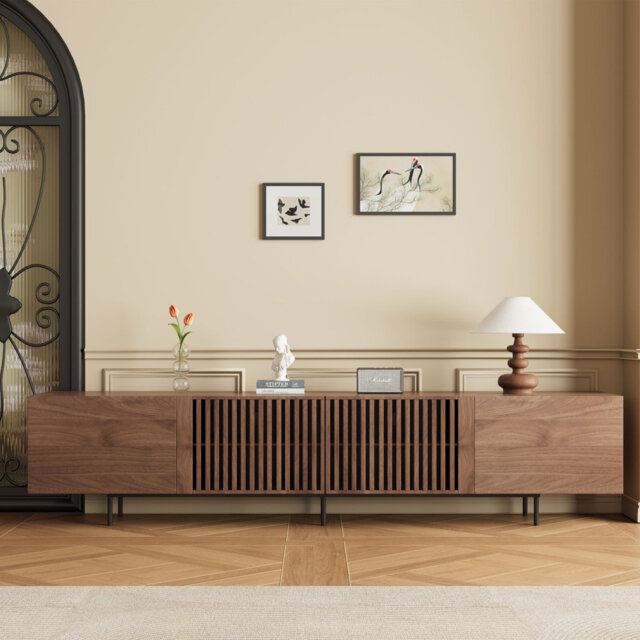 Vintage TV Unit & Stand for Large TVs - Premium Media Console in 1.8m/2.4m Sizes - Walnut - Fits 75-100 Inch Televisions - Bedroom & Living Room Fur