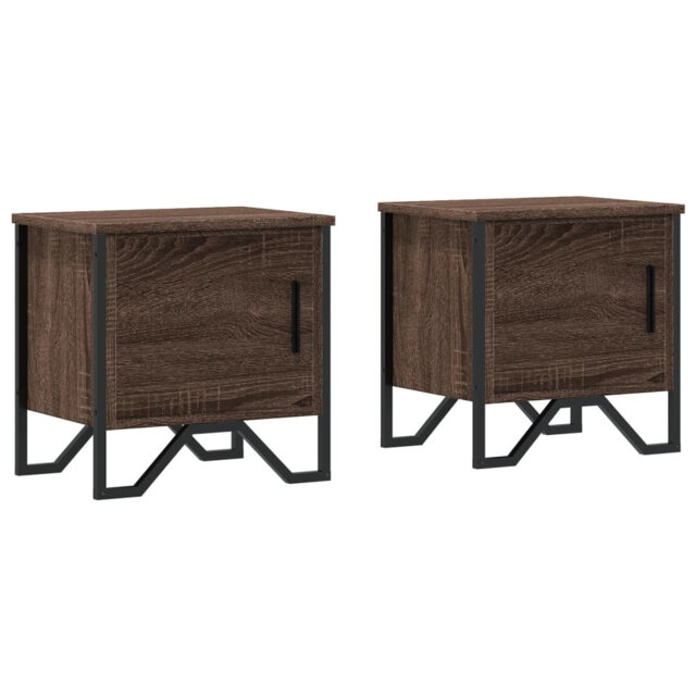 Borough Wharf Bedside Cabinets 2 Pcs Brown Oak 40X30x40 Cm Engineered Wood
