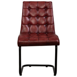 Aaroon Tufted Upholstered Metal Side Chair in Red