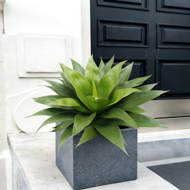 Artificial Plants Outdoor, 2 Pack Fake Fern Plants, Plastic Shrubs Fake Agave Plant