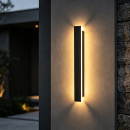 IP65 Waterproof Modern 60cm Long Wall Sconce, Black Stainless-Steel LED Indoor-Outdoor Wall Light, 3000K Decorative Exterior Lamp for Porch, Swimming