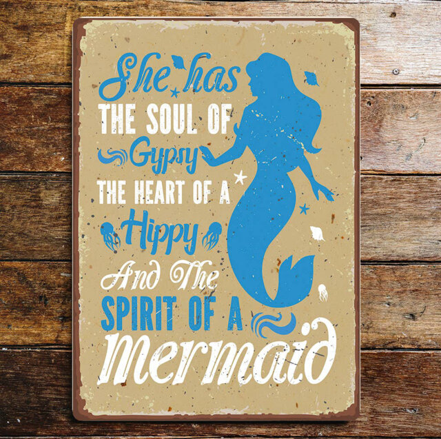 Gypsy Soul Hippy Spirit Mermaid Metal Wall Décor