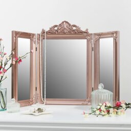 Melody Maison Rose Gold Pink Ornate Dressing Table Triple Mirror by B&Q |  uFurnish.com