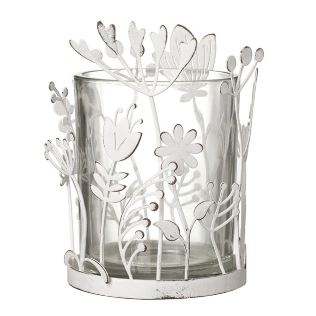 Glass, Metal Tabletop Tealight Holder