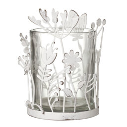 Glass, Metal Tabletop Tealight Holder