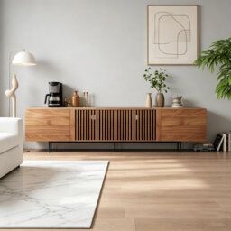 Large 1.8 Metre Tv Unit Stand With Large Storage Space, Fits 75-100+ Inch Tvs, Retro Style Walnut Colour Cabinet For Living Room, Bedroom