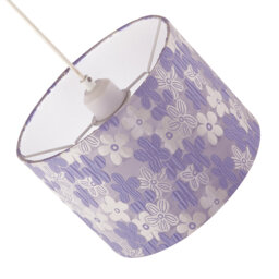 Chic Floral Round Drum Fabric Lamp Shade With Lilac And Daisies By Happy Homewares