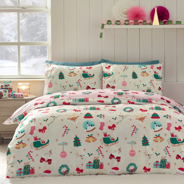 Christmas Happy Holidays So Soft Reversible Duvet Cover Set