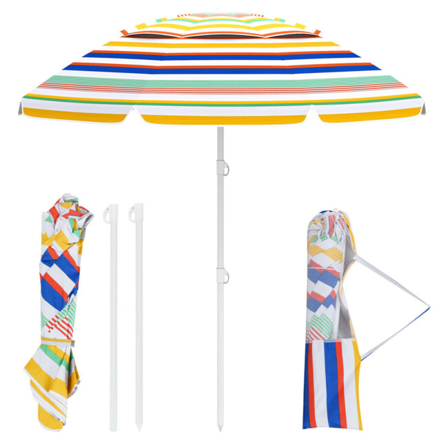 178 cm Beach Umbrella UPF50+ Sun Protection Sunshade Parasol-Colorful