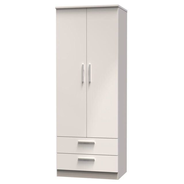 Borgeson 2 Door 2 Drawer Wardrobe in Kashmir Gloss & Bardolino Oak