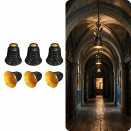 "Ceiling Fan Light Covers, 4 Pack Pendant Light Shade Replacement with 1-5/8"" Fitter,  4.5"" Height and 4-3/4"" Diameter, Metal Bell Shaped Cover for Cha"