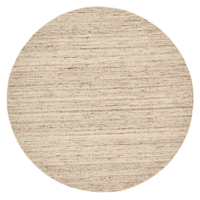 , Beige Round Pure Solid Colour Hand Woven Hand Loomed Area Rug