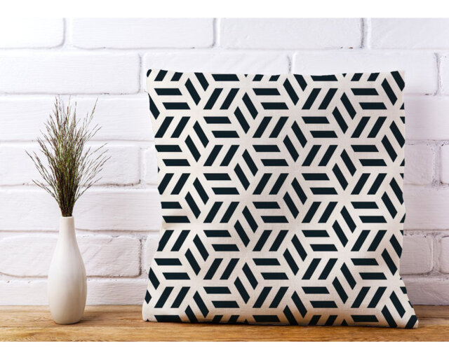 Lowndes Monochrome Hexagonal Geometric Scatter Cushion with Filling