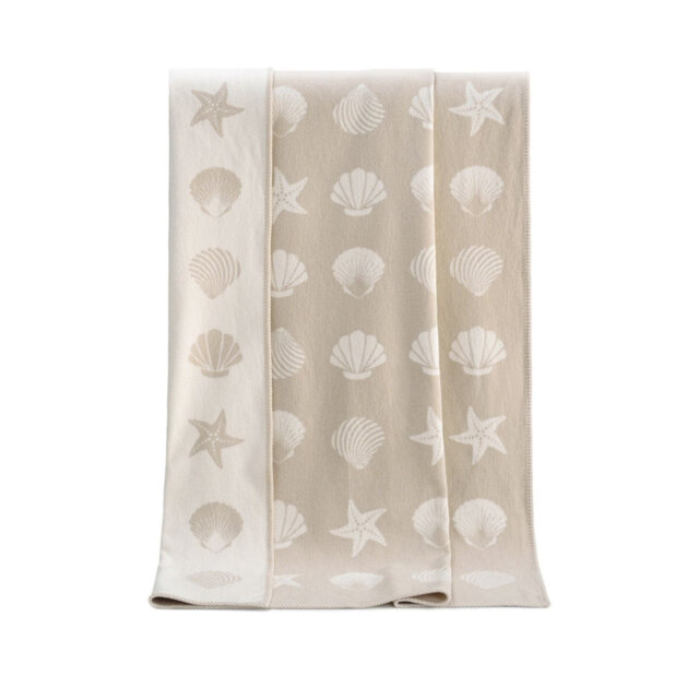 Beige Seashells Small Recycled Cotton Blanket