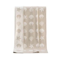 Beige Seashells Small Recycled Cotton Blanket