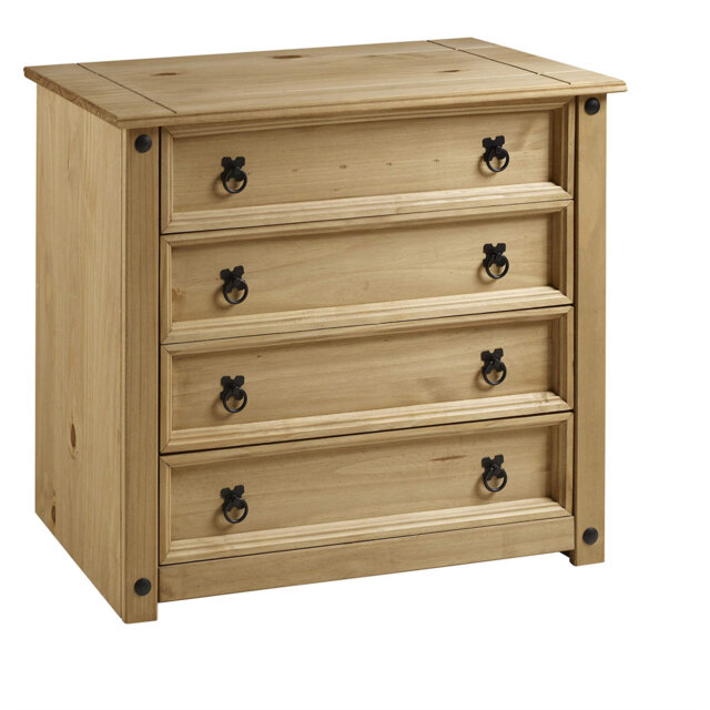 Mercers Furniture Corona 4 Drawer Chest, Wood, Antique Wax, 80 X 41 X 73 Cm