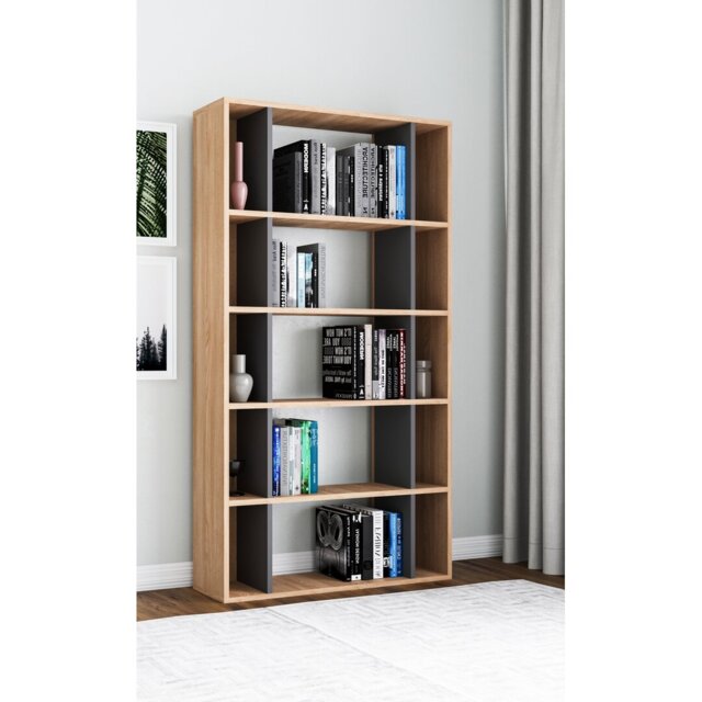 Koehl Stylish Freestanding Bookcase 90cm Wide Storage Solution for Home and Office