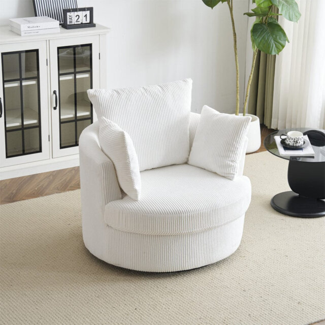 Cordury Swivel Armchair With 2 Scatter Cushions
