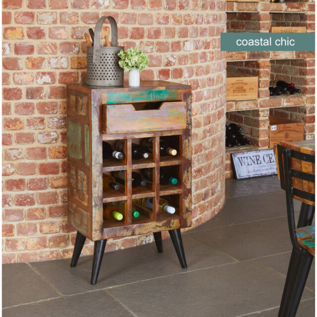 Dason 9 Bottle Solid Wood Floor Wine Bottle Rack in