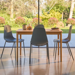 Whitewash Extendable Dining Table Set - 4 Seater - Pink Dining Chairs