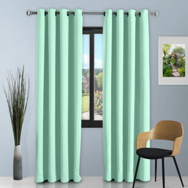 Decorative Blackout Curtain Panels Pair with Eyelet Top and Tie Backs, Polyester Window Drapes for Bedroom Living Room