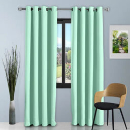Decorative Blackout Curtain Panels Pair with Eyelet Top and Tie Backs, Polyester Window Drapes for Bedroom Living Room