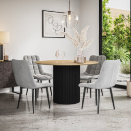 Arlo Walnut Table Top W Walnut Legs + Nova Velvet Dining Chair Beige Set Of 6
