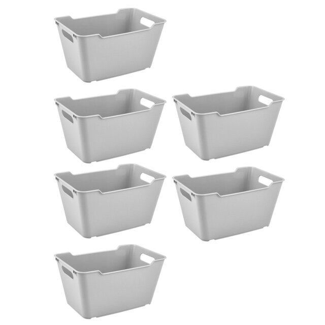 Set of 6 Lifestyle Storage Box Textured Surface - Nordic Grey