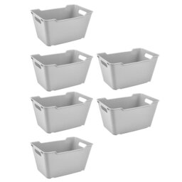 Set of 6 Lifestyle Storage Box Textured Surface - Nordic Grey