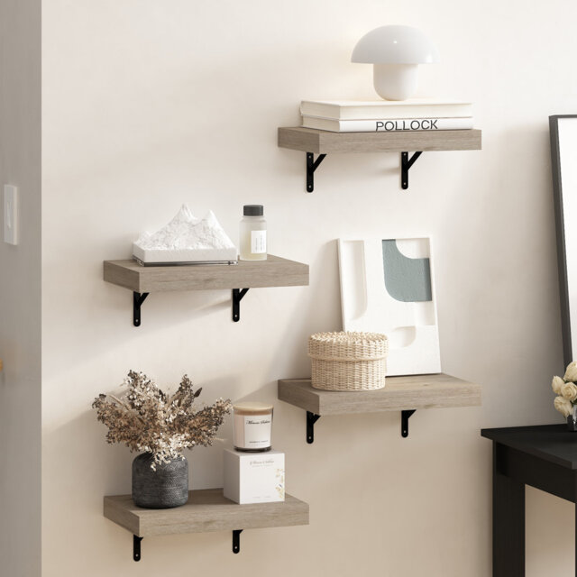 Beyhan Wall Mounted Floating Display Shelves, Set of 4