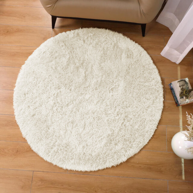 Round Shaggy Area Rug – Plush Soft High Pile Floor Rug For Living Room & Bedroom