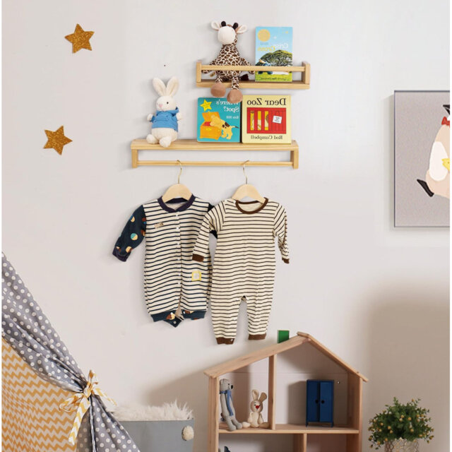 Et Of 2 Wood Floating ,40Cm Wall Mounted Floating, Bookshelves Shelves