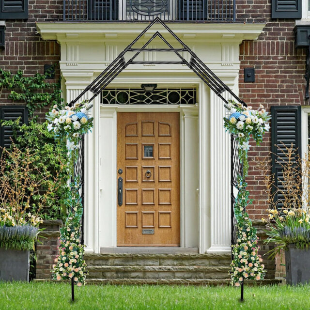 Steel Garden Arch Arbor Trellis, 7.87x3.93 ft Metal Decorative Arbor for Climbing Plants, Outdoor Wedding Arch, Weather-Resistant Lawn, Patio Archway