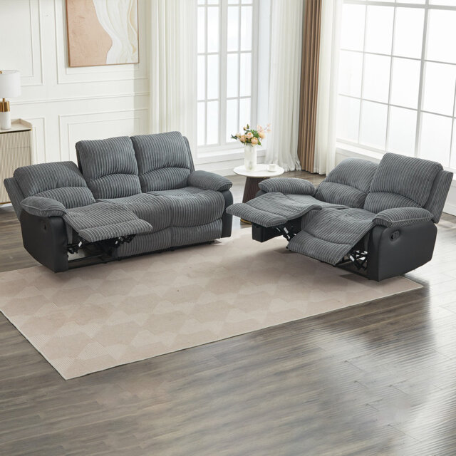 Reclining Sofa Sectional Recliner Plush Corduroy Couches Set Sofa