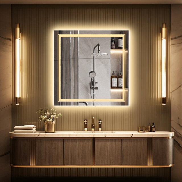 Lekya Square Bathroom Mirror With LED Lights 800X800mm 900X900mm